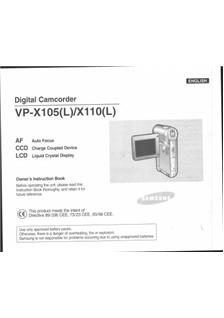 Samsung VP X 105 manual. Camera Instructions.